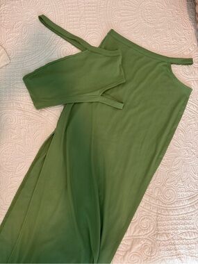 Green Midi two piece set with Side Slit